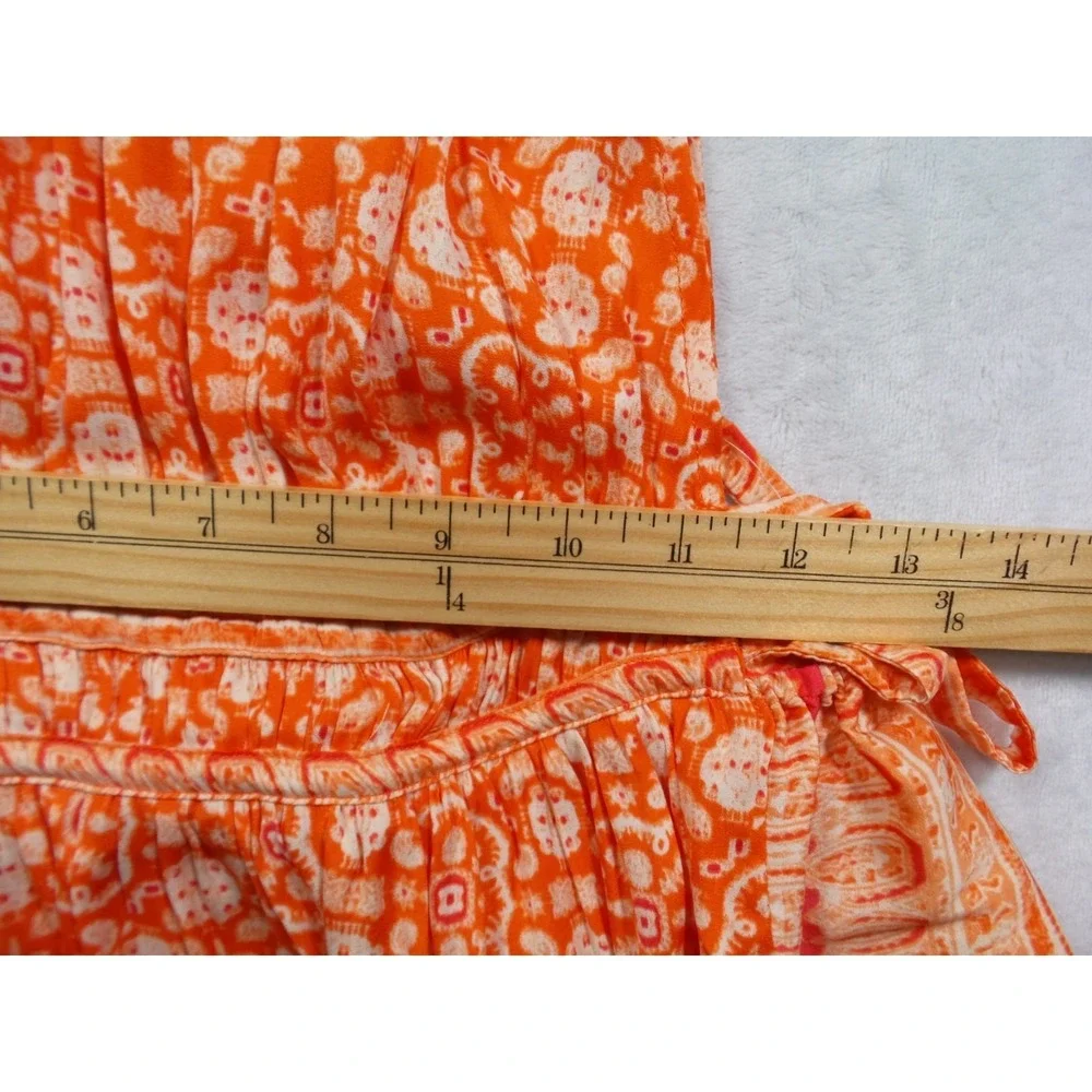 Free People Top Womens Size Small Orange Mid Summers Day‎ Printed Halter Tunic